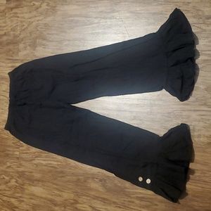 Women’s Wanna B Linen Black Ruffled Bottom Pants Sz small